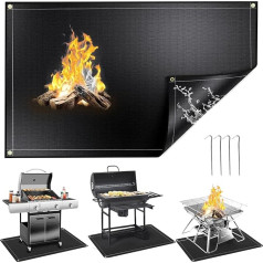 122 × 106 cm Fire Pit Mat, Double Sided Fireproof Grill Mat for Fire Pit, Oilproof Waterproof Grill Protector for Decks and Patios, Indoor Fireplace Mat