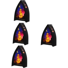 Uonlytech 4 Stück Halloween-Kürbislaterne Esszimmertischdekoration Halloween-Dekorationen Halloween-Tischlampe Ornament Laternen schwarze Leuchte LED Requisiten Lampen schmücken Kind Plastik