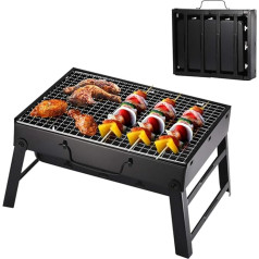 Nerūsējošā tērauda BBQ Pārnēsājams saliekamais ogļu grils galda virsma ar kājiņām Āra BBQ piknika dārzs Patio kempings ceļošanai dārzā (mazs 35 x 27 x 20 cm)