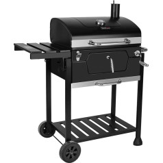 Royal Gourmet Charcoal Grill, Charcoal Grill, 100 x 64.5 x 104.5 cm, Barbecue Trolley with Lid, Thermometer and Stainless Steel Handle for Camping, Garden