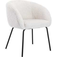 Chairus Mīkstās mākslīgās kažokādas krēsls Guļamistabas dzīvojamās istabas krēsls Vannas krēsls Atpūtas krēsls ar metāla kājām (balts)