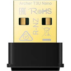 TP-Link Archer T3U Nano WiFi Stick personālajam datoram, AC1300 divjoslu USB tīkla kartes adapteris, nanoizmērs, MU-MIMO, WPA3, Windows un Mac OS