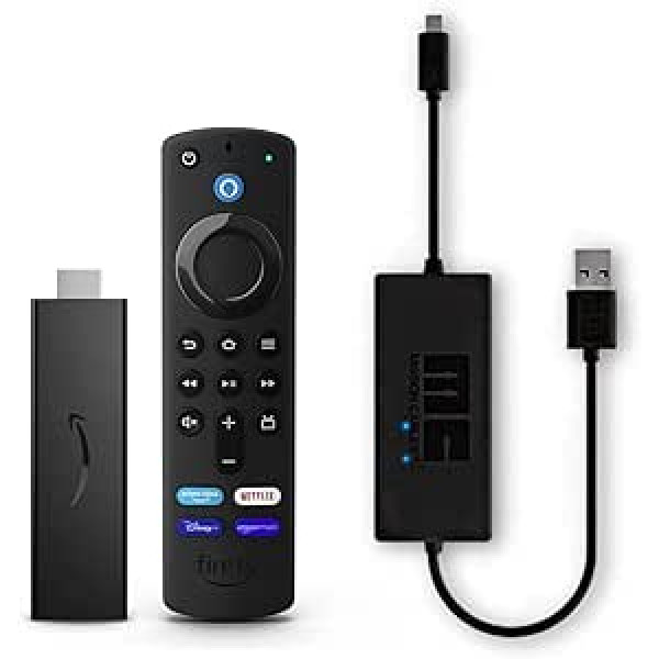 Fire TV Stick ar Alexa Voice Remote + Mission USB uzlādes kabeli (nav nepieciešams maiņstrāvas uzlādes adapteris)