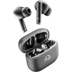 AQL Road | Bluetooth-Kopfhörer | Kabelloser Bluetooth 5.0-In-Ear-Kopfhörer ar 4-fachem Ladekoffer – 3-Stunden-Akku, 1,5-Stunden-Ladezeit – Soft Touch – Schwarz