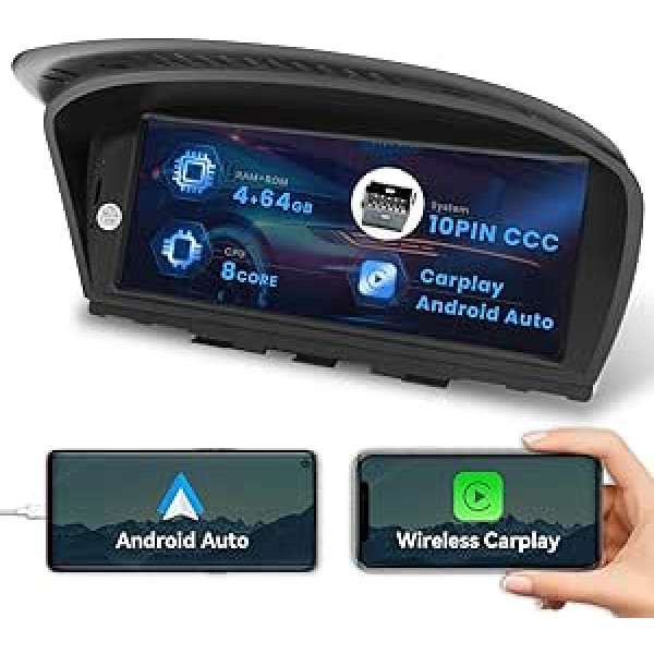 Kymmtun automašīnas radio Android 12 BMW 5. sērijas E60 E61 E63 E64 3. sērijai E90 E91 E92 E93 CCC oriģinālā multivides bezvadu CarPlay 8,8 collu IPS 4 GB RAM + 64 GB ROM 8 kodolu automašīnas radio