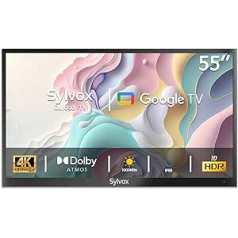 SYLVOX 55 collu āra televizors Smart Google televizors 4K HDR 1000 nits LED HDR10 Google palīgs Chromecast, Dolby Atmos, IP55 ūdensizturīgs, 60 Hz, WiFi, DVB-C/S2/T2, YouTube, Netflix, Deck Pro 2.0