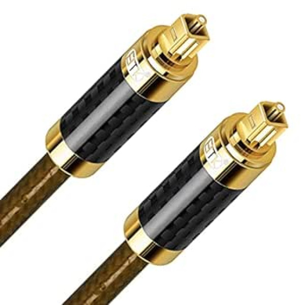 EMK Optical Cable Optical Audio Cable Digital Toslink Cable Spdif Cable Compatible with TV, Soundbar, Home Cinema, Xbox, PS4 and More (Carbon Fibre Housing Toslink Brown, 1 m)