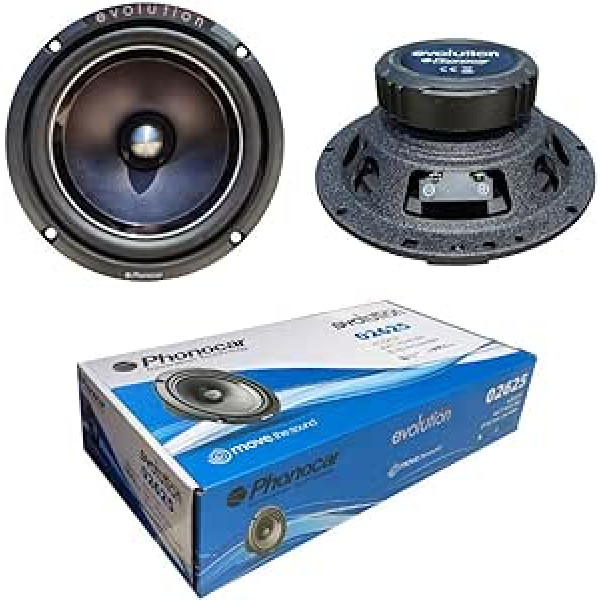 2 Phonocar 02625 woofer zemfrekvences skaļrunis 16,50 cm 165 mm 6,5 collas 140 vati rms 280 vati maksimālā pretestība 4 omi 92 dB spl SQL automašīnu durvis melnas uz pāri