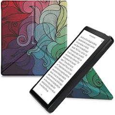 kwmobile Protective Case Compatible with Amazon Kindle Oasis 10th Generation - Faux Leather Case - eReader Cover Case - Colour Pink Blue Green