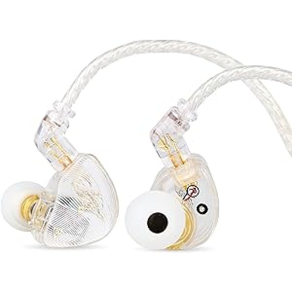 LINSOUL TANGZU Wan'er SG HiFi 10 mm dinamiskā draivera PET diafragmas ausīs ievietojamas austiņas ar ergonomisku formu, noņemams 2 kontaktu OFC pīts kabelis audiofila mūziķa dīdžeju skatuvei (balts, bez mikrofona)