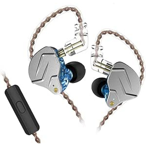 KINBOOFI KZ ZSN Pro austiņas IEM, KZ austiņas ar diviem draiveriem 1BA 1DD High Fidelity in-ear austiņas ar noņemamu kabeli skriešanai (ZSN Pro ar MIC, zils)