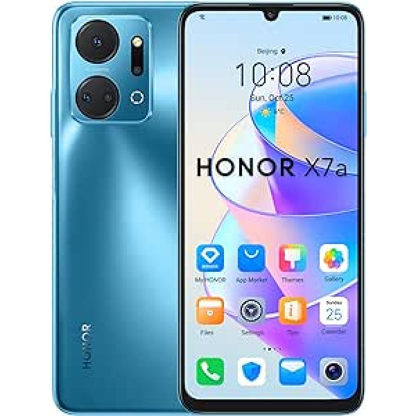 HONOR X7a viedtālrunis 4 GB + 128 GB, 6,74 collu pilna skata displejs 90 Hz, 50 MP četru kameru, Android mobilais tālrunis 12, 5330 mAh 22,5 W uzlādes dubultā SIM karte — zils