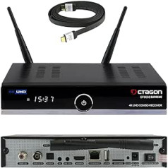 OCTAGON SF8008 UHD 4K Supreme Combo uztvērējs + NONIC HDMI kabelis, satelīta kabelis un DVB-T2 uztvērējs, E2 Linux un Define OS, ar PVR ierakstīšanas funkciju, M.2 M atslēga, Gigabit LAN, karšu lasītājs, WLAN WiFi