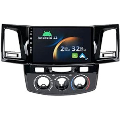 YUNTX Android 12 Autoradio für Toyota Fortuner Hilux Revo Vigo 2004-2014-[Integriertes CarPlay/Android Auto/GPS]-9”IPS 2.5D Touch-Screen-Kostenlose Kamera-DAB/Lenkradsteuerung/MirrorLink/Bluetooth 50.