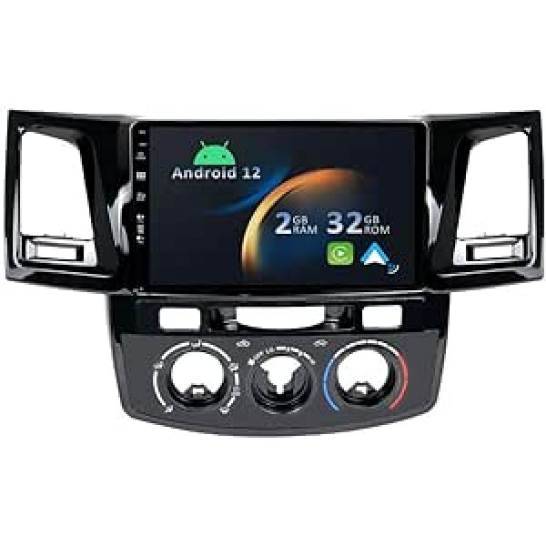 YUNTX Android 12 Autoradio für Toyota Fortuner Hilux Revo Vigo 2004-2014-[Integriertes CarPlay/Android Auto/GPS]-9”IPS 2.5D Touch-Screen-Kostenlose Kamera-DAB/Lenkradsteuerung/MirrorLink/Bluetooth 50.