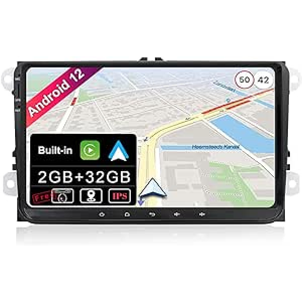 BXLIYER Android 12 IPS automašīnas radio der Passat/Golf/Skoda/Seat - Iebūvēta CarPlay Android automašīna - Bezmaksas atpakaļgaitas kamera - 2G + 32G - 9 collu 2 DIN - DSP DAB stūres vadība WiFi Fast Boot 4G