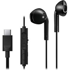 JVC HA-FR17UC-B Bud-Type USB-C austiņas ar iebūvētu DAC jaudīgai un kristāldzidrai skaņai, praktisku mikrofonu un 3 pogu tālvadības pulti īpaši kompaktā dizainā (melnā krāsā)