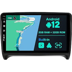 BXLIYER Android 12 IPS automašīnas radio, kas piemērots Audi TT (2006-2011) - Iebūvēts bezvadu CarPlay Android Car - Bezmaksas atpakaļgaitas kamera - 2G + 32G - 9 collas 2 DIN - DAB stūres vadība 4G WiFi Fast