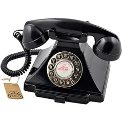 GPO 1929 S Classic Carrington Retro Drucktasten-Telefon 20er Jahre Design ar ausziehbarer Schublade — Schwarz