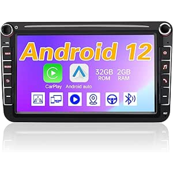 AWESAFE automašīnas radio priekš VW Golf 5 Golf 6 Skoda Seat Android 12 radio ar 8 collu skārienekrānu, atbalsta Carplay navigācijas Bluetooth MirrorLink