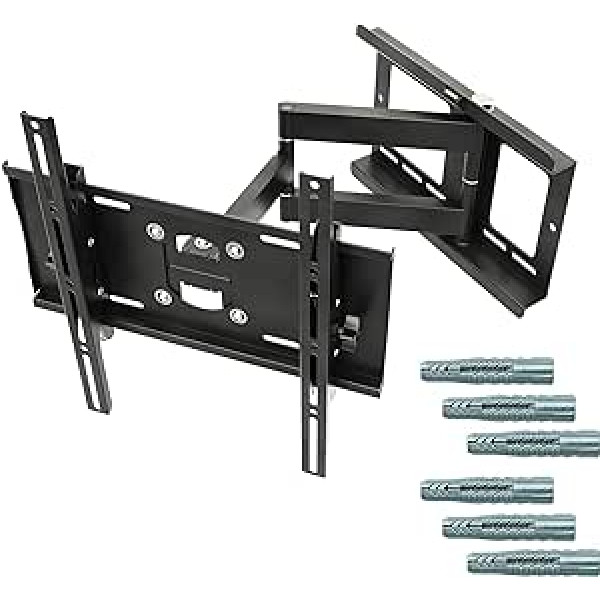 RICOO TV Wandhalterung Schwenkbar für 40-75 Zoll, inkl. Fischer Dübel Universal, TV Halterung R23-F, Fernsehhalterung für Wand, Wandhalterung Fernseher 65 Zoll, bis 95 Kg, maks. VESA 400x400 mm