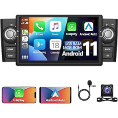 1+16G automašīnas radio priekš Fiat Punto 2005-2009/Fiat Linea 2007-2011 ar bezvadu Apple Carplay Android Car, podofo 7 collu Bluetooth ekrāna multivides radio ar HiFi/SWC/GPS/WiFi/RDS/FM + atpakaļgaitas kameru