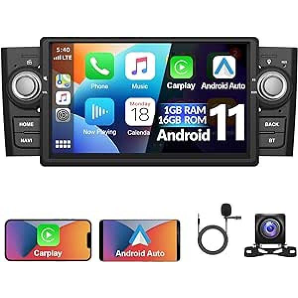 1+16G automašīnas radio priekš Fiat Punto 2005-2009/Fiat Linea 2007-2011 ar bezvadu Apple Carplay Android Car, podofo 7 collu Bluetooth ekrāna multivides radio ar HiFi/SWC/GPS/WiFi/RDS/FM + atpakaļgaitas kameru