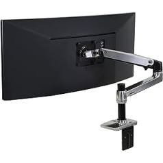 ERGOTRON LX Monitor Arm in Aluminium - Monitor Tischhalterung mit patentierter CF-Technologie für Bildschirme bis 34 Zoll und 33cm Höhenverstellung, 10 Jahre Garantie