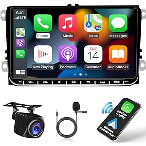 Hikity 1 + 32 GB Android 13 automašīnas radio priekš VW Golf 5 Passat Polo Tiguan Touran ar satelīta navigācijas ierīci Apple Carplay Android Auo, 9 collu ekrāns ar Bluetooth AHD atpakaļgaitas kameras mikrofonu RDS FM SWC