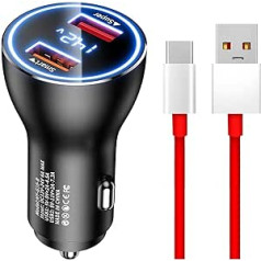 80 W Supervooc Car Charger Warp Charge USB C Charging Cable Car Quick Charger Adapter Oneplus 11 11 Pro 10 Pro 9 9Pro 8 8T 8Pro 7 7 Pro 7T OnePlus Nord Oppo Find X6 X6 Pro X5 X5 Pro X4 X3