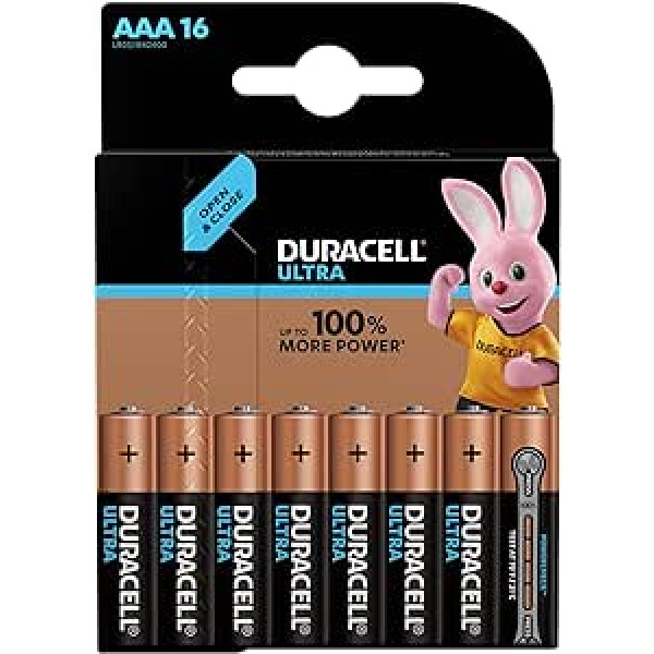 Duracell Ultra Power Alkaline AAA baterijas, 16 iepakojumi, iepakojums var atšķirties