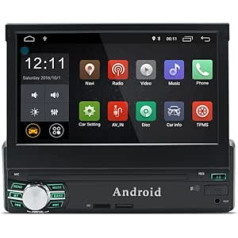 EZoneTronics Android 6.0 Flip Out 1 Din Car Radio Stereo 7 collu kapacitatīvs skārienekrāns augstas izšķirtspējas 1024x600 GPS navigācija Bluetooth WiFi/USB/SD/AM/FM/RDS atskaņotājs 1G RAM + 16G ROM