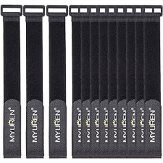 46 x 2.5 cm Reusable Adjustable Cable Ties with Nylon Hook and Loop Cable Strap Cord Organizer for Pearl Home and Office (12 Pieces, Black)
