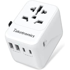 Ceļojumu adapteris visā pasaulē uz ASV/AK/AUS/CN 224 valstīm 2 USB-A un 3 USB-C Universāli ES ASV UK Taizeme Ķīna Austrālija Travel Adapter