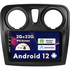 SXAUTO Android 12 IPS Car Radio priekš Dacia - Sandero (2012-2017) - Iebūvēts CarPlay / Android Car - Bezmaksas atpakaļgaitas kamera - 2G + 32G - Stūres vadība DAB Fast Boot WiFi DSP Bluetooth 2 DIN 9