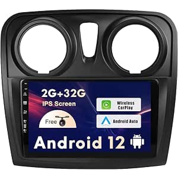 SXAUTO Android 12 IPS Car Radio priekš Dacia - Sandero (2012-2017) - Iebūvēts CarPlay / Android Car - Bezmaksas atpakaļgaitas kamera - 2G + 32G - Stūres vadība DAB Fast Boot WiFi DSP Bluetooth 2 DIN 9