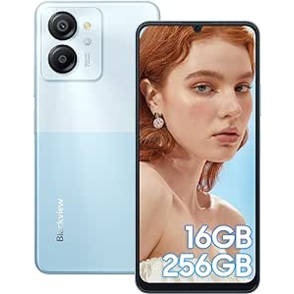 Blackview Color 8 mobilais tālrunis bez līguma, 16GB + 256GB/1TB paplašināms Android 13 6,75 collu HD+ 90Hz astoņkodolu viedtālrunis lēts, 50MP + 8MP panorāmas kamera 6200mAh ar pirkstu nospiedumu, 4G Dual SIM,