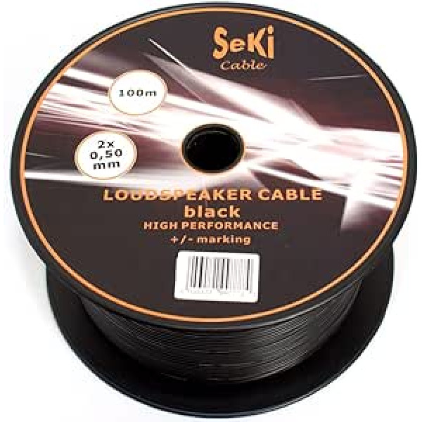 Speaker Cable 2x0,5 mm² CCA 100 m Spool – Black – Audio cable – CABLE