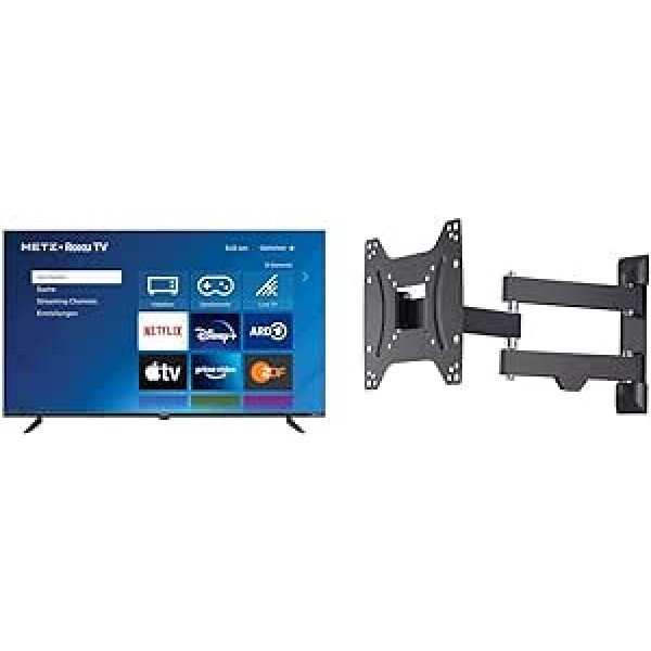 METZ Blue Roku televizors, HD Smart TV, 32 collu, 80 cm un Hama TV sienas stiprinājums, grozāms, noliecams