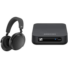 Sennheiser Momentum 4 bezvadu austiņas ar Bluetooth — melns un BT T100 Bluetooth audio raidītājs Hi-Fi vai mājas izklaidei, melns