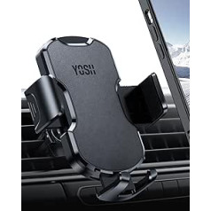 YOSH Mobile Phone Holder Car Ventilation 2023 Leather Design Universāls mobilā telefona turētājs automašīnām ar Double Lock Clip, saderīgs ar iPhone 14 Pro Max Samsung S23 Ultra Huawei, Otter Box Case