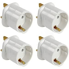 4X European to UK Plug Adapter - TALENTEC - White - Type C to Type G - Travel & Home