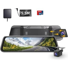 WeBeqer 4K Mirror Dash Cam ar 1080P atpakaļgaitas kameru, Dash Cam automašīnas aizmugurē ar 10 collu IPS skārienekrānu, automašīnas kamera ar GPS 64 GB karti 170° platleņķa cilpas ierakstīšana un G-sensora novietošana stāvvietā