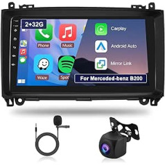 Hodozzy 2G 32G Android Car Radio priekš Mercedes Benz B200 2008-2011 B-Class W169 W245 Viano Vito W639 Sprinter W906, Carplay Android Car Radio 9 collu skārienekrāns Navigācija WiFi Bluetooth HiFi FM RDS