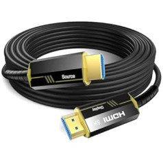 DGHUMEN 8K HDMI Fibre Optic Cable 15 Metres, 8K @ 60Hz 4K @ 120/144Hz HDMI 2.1 Cable, Ultra High Speed 48Gbps Dynamic HDR, eARC, ARR, Dolby Atmos, Compatible with PS5, Xbox X Series, UHD TV, PC