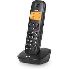 SPC Air - Cordless Landline Phone with Illuminated Display, Caller ID, 20 Contact Phonebook, Mute Function, 5 Available Melodies, Gap Compatibility and ECO Mode - Black