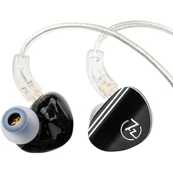 LINSOUL 7HZ SONUS 1DD+1BA Dual Driver In Ear Monitor, HiFi In-Ear Headphones IEM, ar noņemamu augstas klases sudrabotu OCC kabeli, alumīnija muguras dobumu audiofiliem, spēļu austiņas (melnas, 3,5 mm)