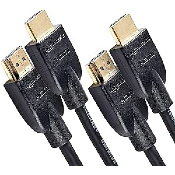 Amazon Basics ātrgaitas kabelis, Ultra HD HDMI 2.0, atbalsta 3D formātus, ar audio atgriešanas kanālu, 3 m, 2 pack