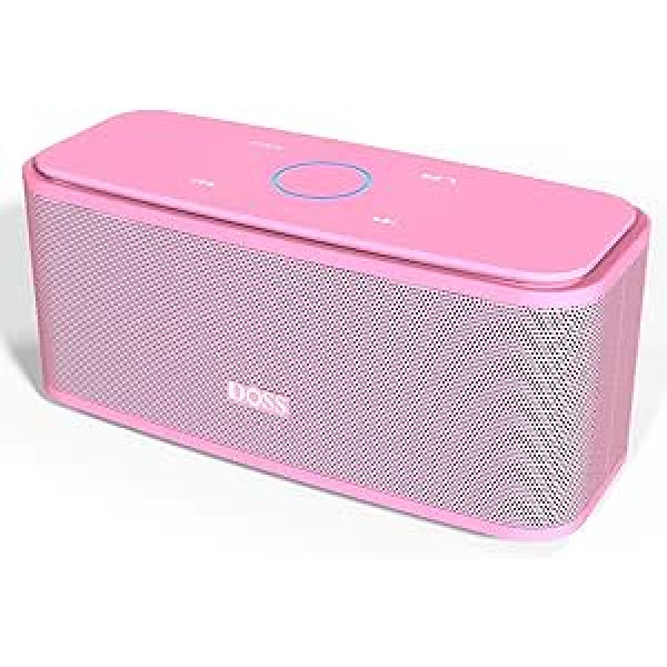 DOSS Bluetooth skaļrunis, SoundBox Music Box Bluetooth Box ar Dual Bass draiveriem, 20h akumulators, Touch Control, IPX5 ūdensizturīgs, Bloototh skaļrunis mobilajam telefonam, mājām, dārzam, ceļojumiem - rozā