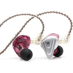 LINSOUL KZ ZSX 5BA+1DD 6 Driver hibrīdas in-ear Hi-Fi austiņas ar cinka sakausējuma priekšpusi un 0,75 mm, 2 kontaktu noņemamu kabeli audiofīliem mūziķiem (bez mikrofona, violets)